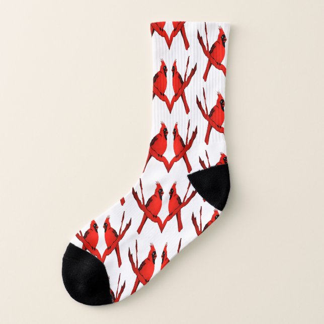 Red Cardinals Pattern Socks (Left Outside)