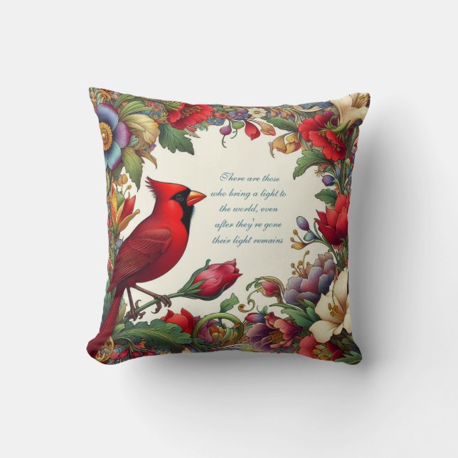 Red Cardinals Sympathy Memorial Keepsake Gifts Throw Pillow (Front)