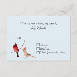 Red Cardinals Wedding RSVP Card