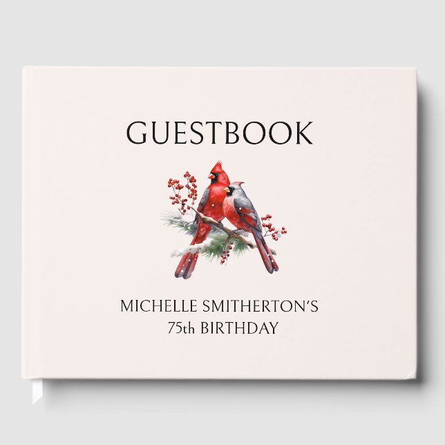 Red Cardinals Women's 75th Birthday  Guest Book (Front)