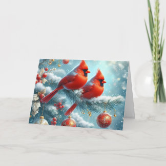 Red Cardinals woodland Christmas Greeting Cards