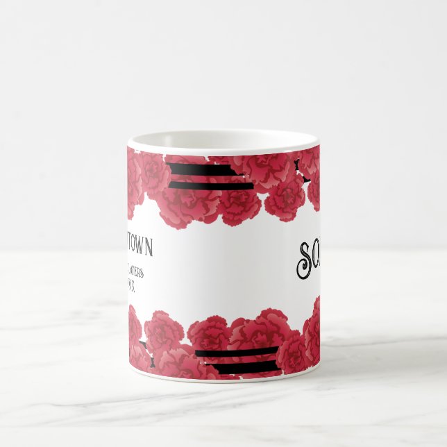 Red Carnation Border Musical Theatre Mug (Center)
