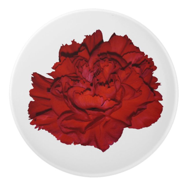 Red Carnation Ceramic Knob (Front)