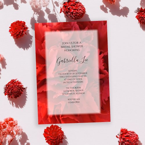 Red Carnation Floral Bridal Shower Invitation