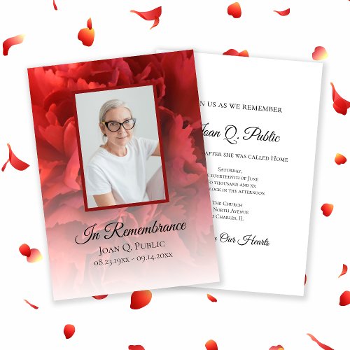 Red Carnation Floral Death Anniversary Memorial Invitation
