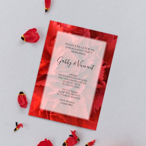 Red Carnation Floral Engagement Party Invitation