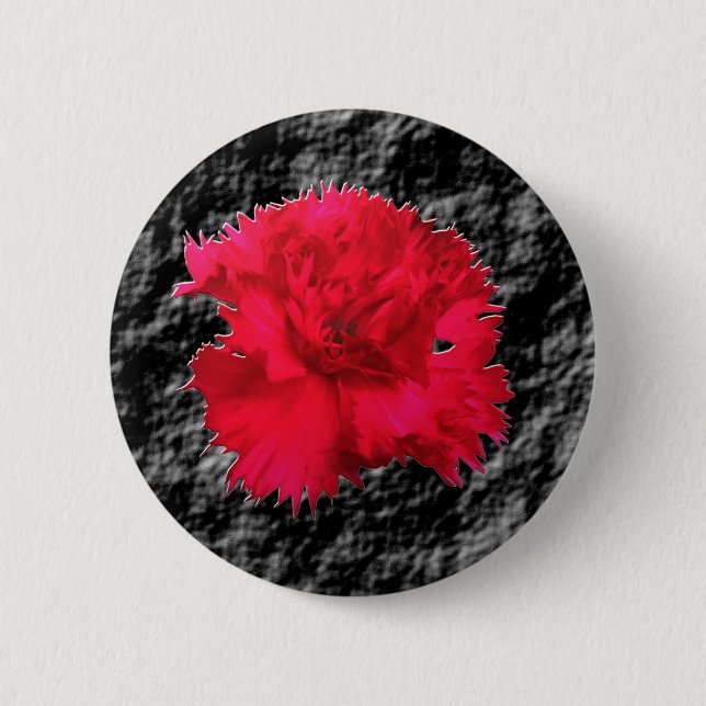 Red Carnation Floral Fantasy Button (Front)