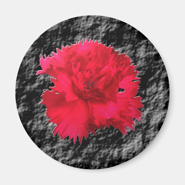 Red Carnation Floral Fantasy Magnet (Front)