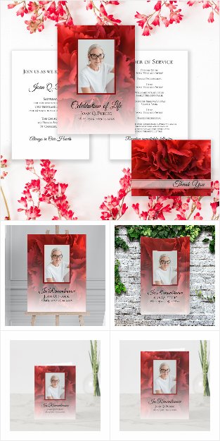 Red Carnation Floral Funeral Memorial