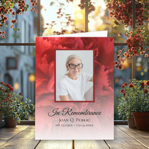 Red Carnation Floral Funeral Sympathy Letterpress Thank You Card