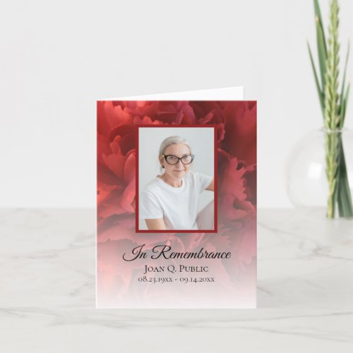 Red Carnation Floral Funeral Sympathy Thank You Card
