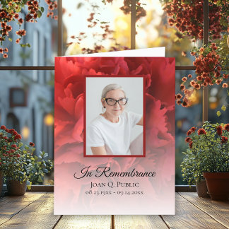 Red Carnation Floral Funeral Sympathy Thank You Card