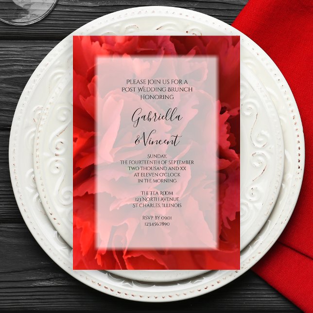 Red Carnation Floral Post Wedding Brunch Invitation (Creator Uploaded)