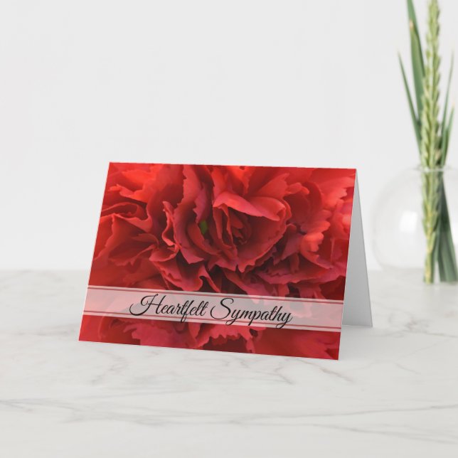 Red Carnation Floral Sympathy Card (Front)
