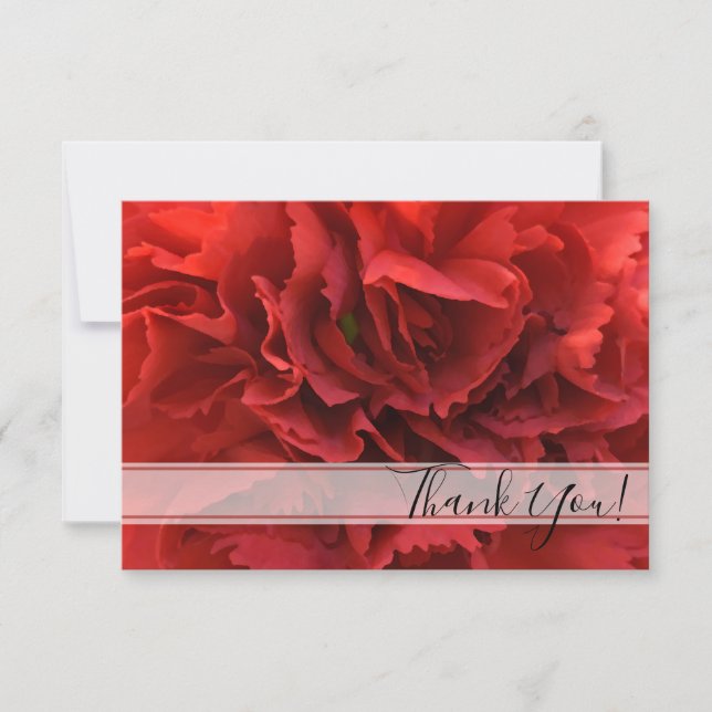 Red Carnation Floral Thank You Card (Front)