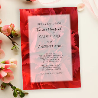 Red Carnation Floral Wedding Invitation
