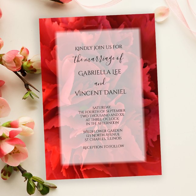 Red Carnation Floral Wedding Invitation (Creator Uploaded)