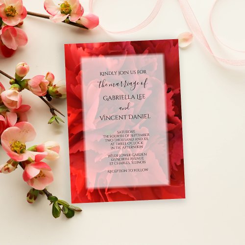 Red Carnation Floral Wedding Invitation