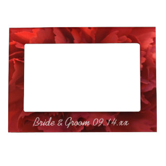 Red Carnation Floral Wedding Magnetic Picture Frame