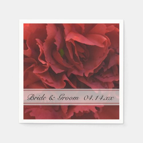 Red Carnation Floral Wedding Paper Napkins