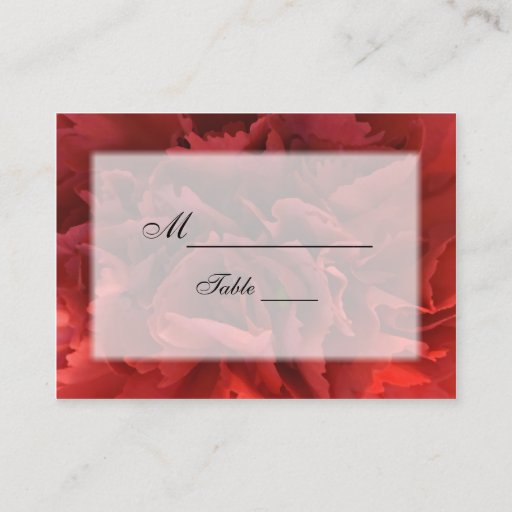 Customizable Red Floral Wedding Place Card Business Card