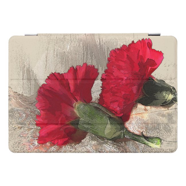Red Carnation Flower on Brocade 10.5 iPad Pro Case
