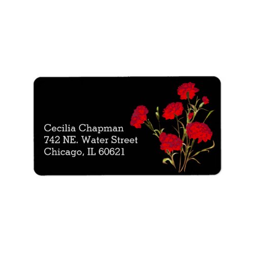   Red Carnation Flower Personalized Return Address Label