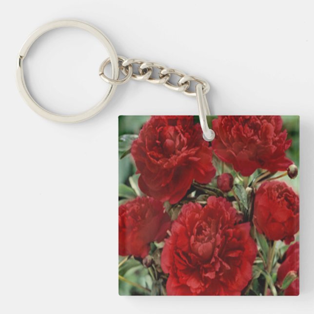 Red Carnation Flowers Key Chain (Front)