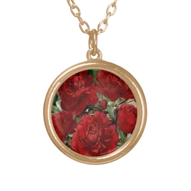 Red Carnation Flowers Necklace (Front)