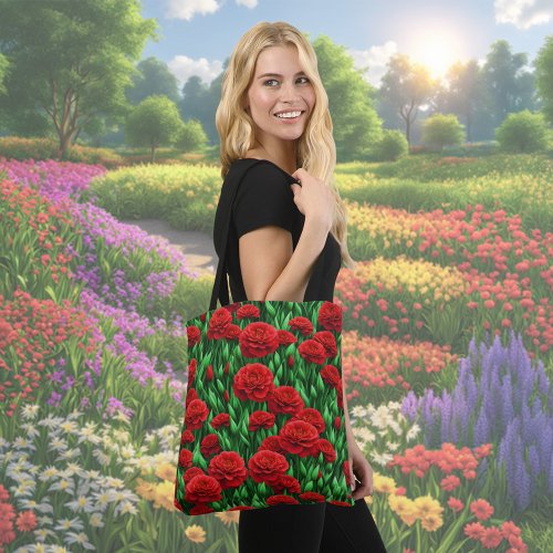 Red Carnation Flowers Tote Bag