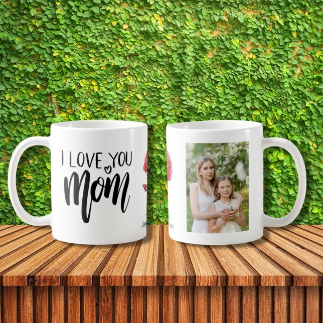 Red Carnation I Love You Mom Photo Coffee Mug (Creator Uploaded)
