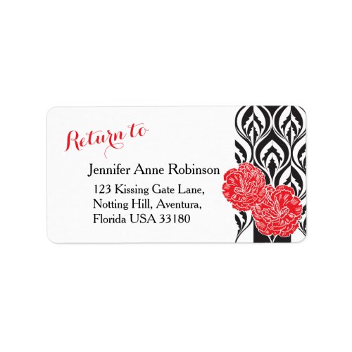 Red carnation modern luxe wedding address labels