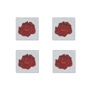 Red Carnation Stone Magnets
