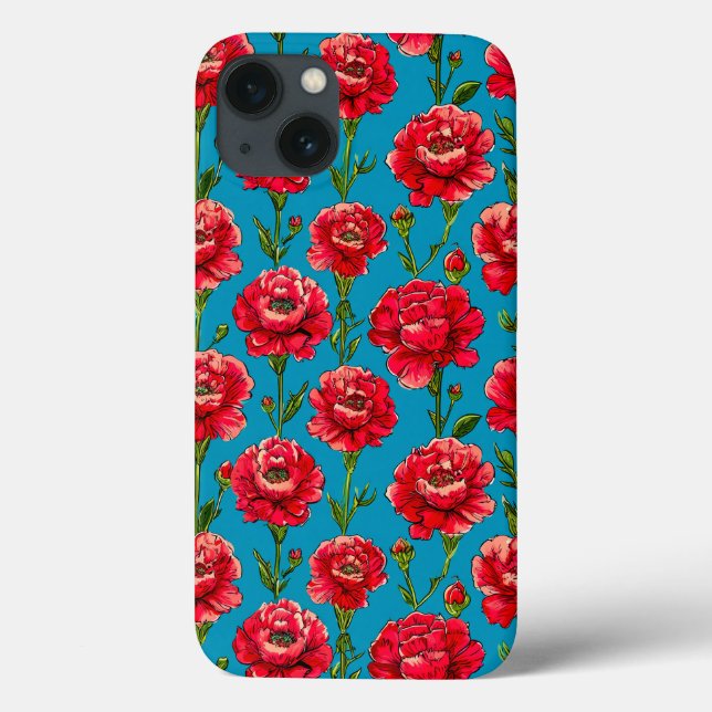 Red carnations floral design nature inspired Case-Mate iPhone case (Back)