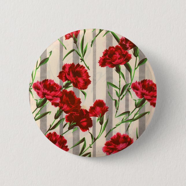 red carnations in the wild pinback button (Front)
