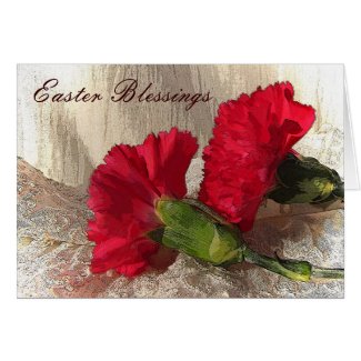 Red Carnations on Brocade Easter Card