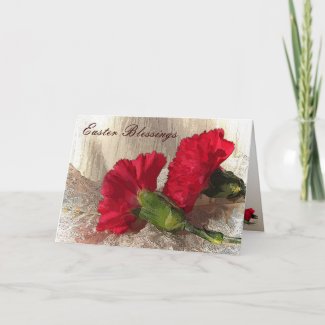 Red Carnations on Brocade Easter