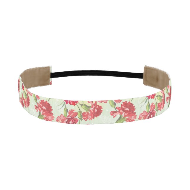 Red Carnations on green with butterflies Athletic Headband (Front)
