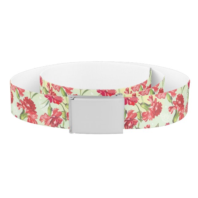 Red Carnations on green with butterflies Belt (Coil)