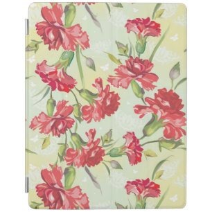 Red Carnations on green with butterflies iPad Smart Cover