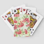 Red Carnations on green with butterflies Poker Cards