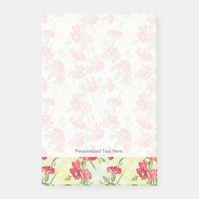 Red Carnations on green with butterflies Post-it Notes (Front)
