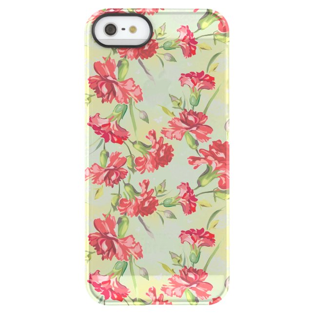 Red Carnations on green with butterflies Uncommon iPhone Case (Back)
