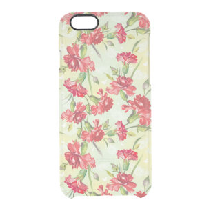 Red Carnations on green with butterflies Clear iPhone 6/6S Case