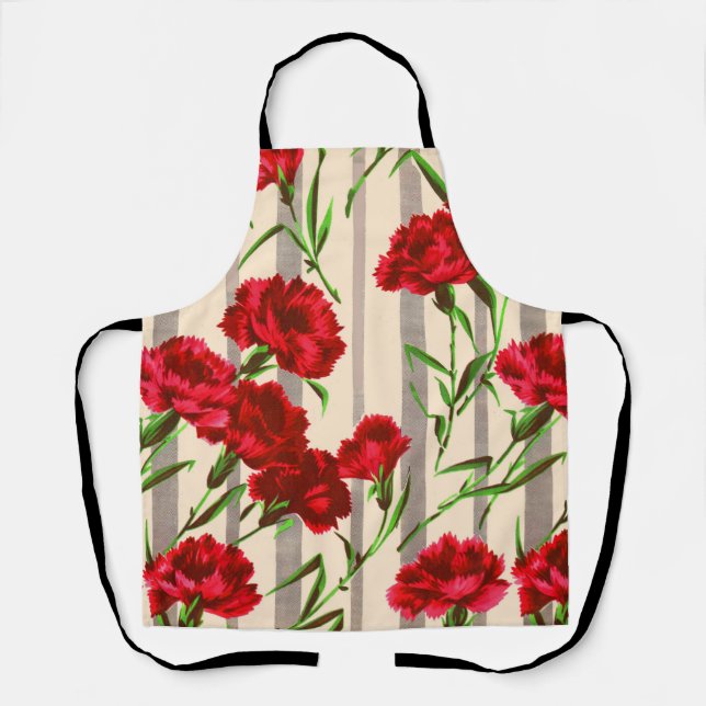 red carnations print apron (Front)