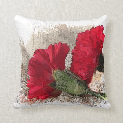 Red Carnations Throw Pillow