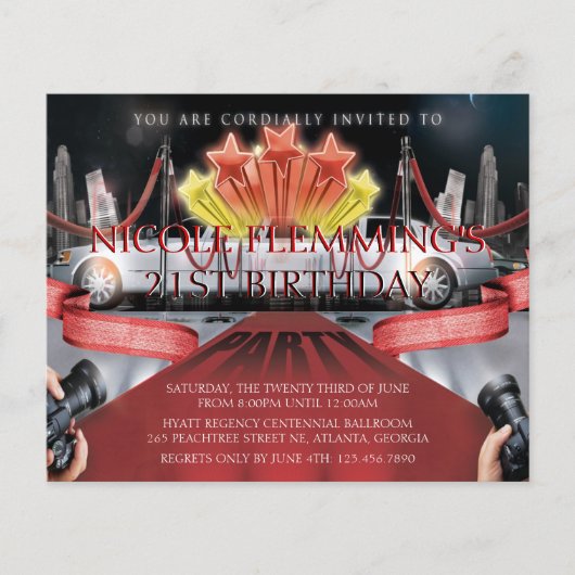Red Carpet Birthday Invitation (Front)