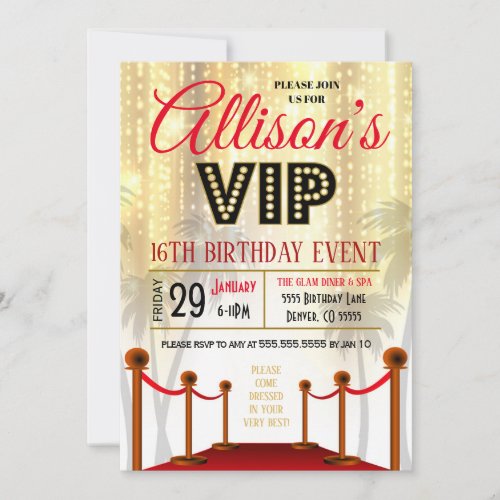 Red Carpet Birthday Invitation