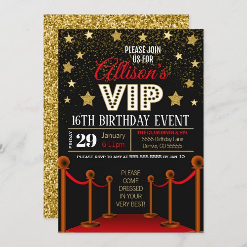 Red Carpet Birthday Invitation