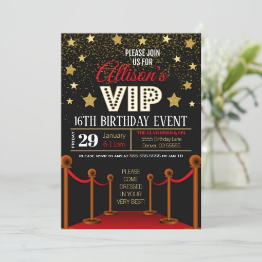 Red Carpet Birthday Invitation | Zazzle